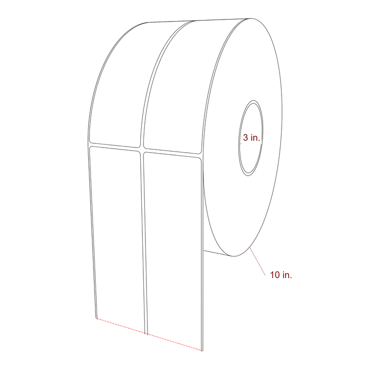 2.25 Inch x 7 Inch Rectangle Inkjet Label Roll - 3 Inch Core - 10 Inch Roll OD - 2Up - 3D Perspective