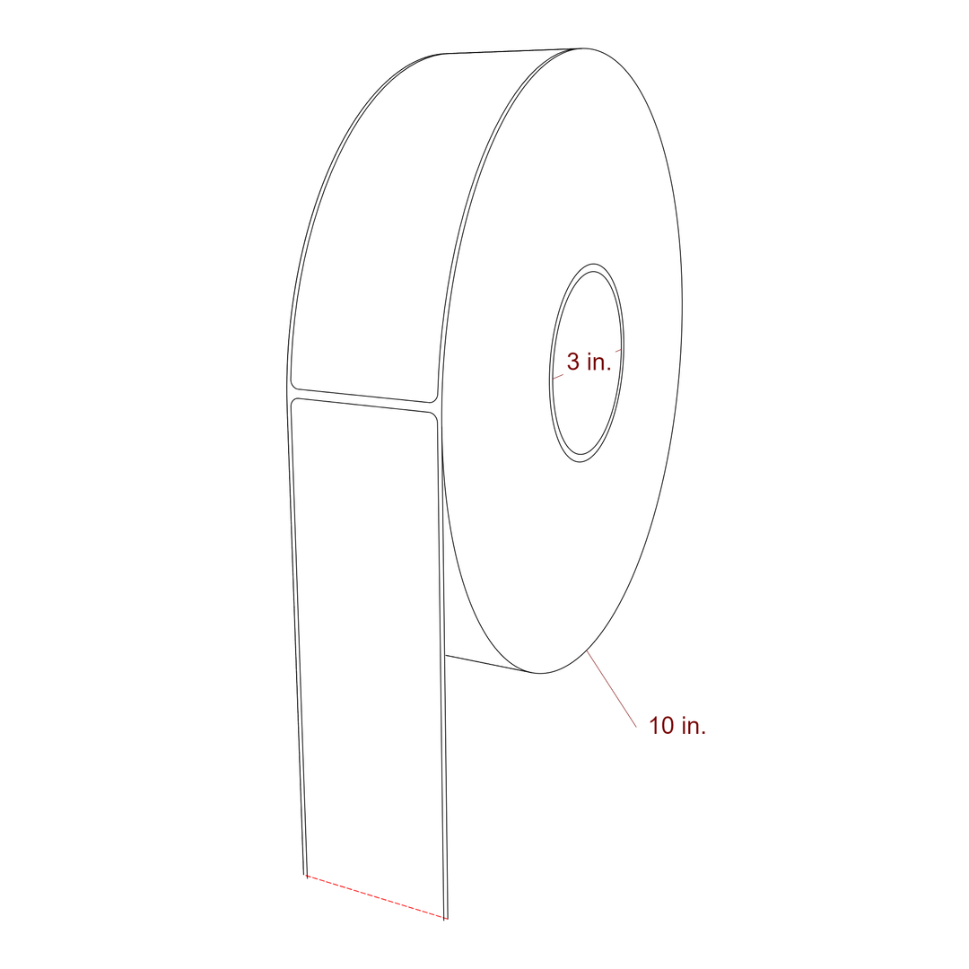 2.25 Inch x 7 Inch Rectangle Inkjet Label Roll - 3 Inch Core - 10 Inch Roll OD - 3D Perspective