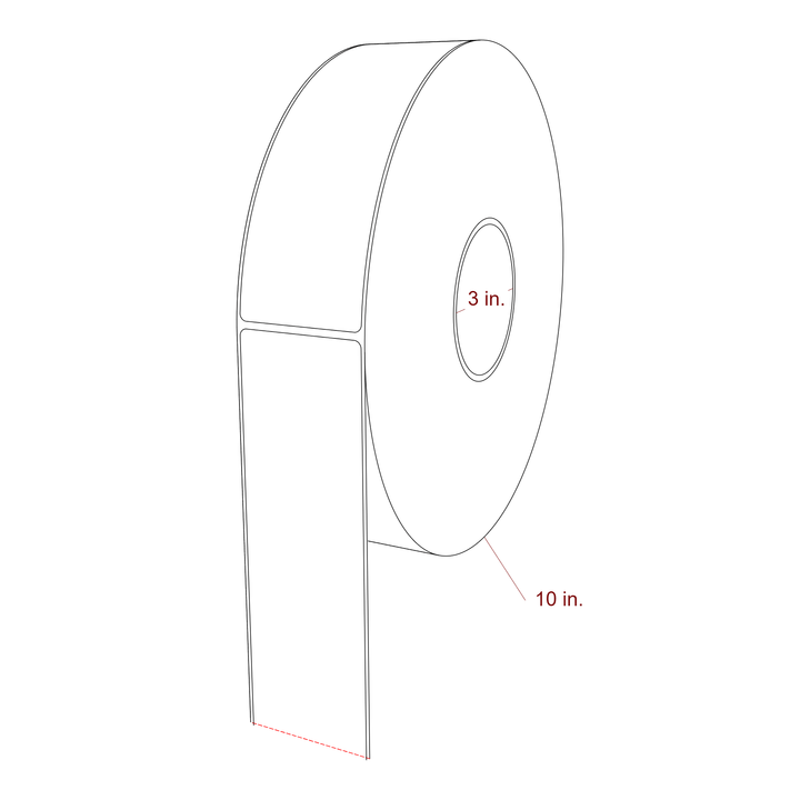 2.25 Inch x 7 Inch Rectangle Inkjet Label Roll - 3 Inch Core - 10 Inch Roll OD - 3D Perspective