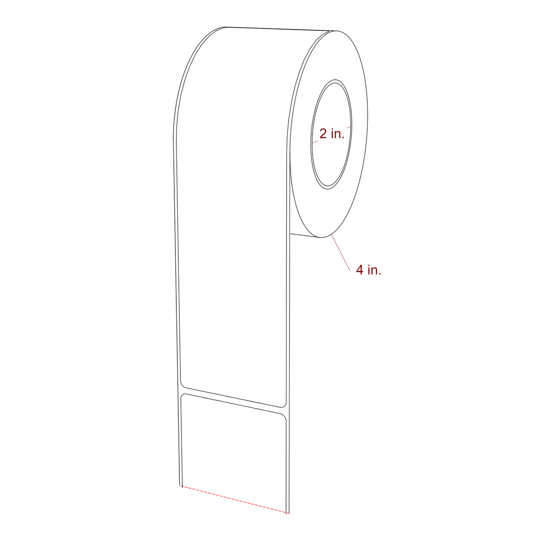 2.25 Inch x 8 Inch Rectangle Inkjet Label Roll - 2 Inch Core - 4 Inch Roll OD - 3D Perspective