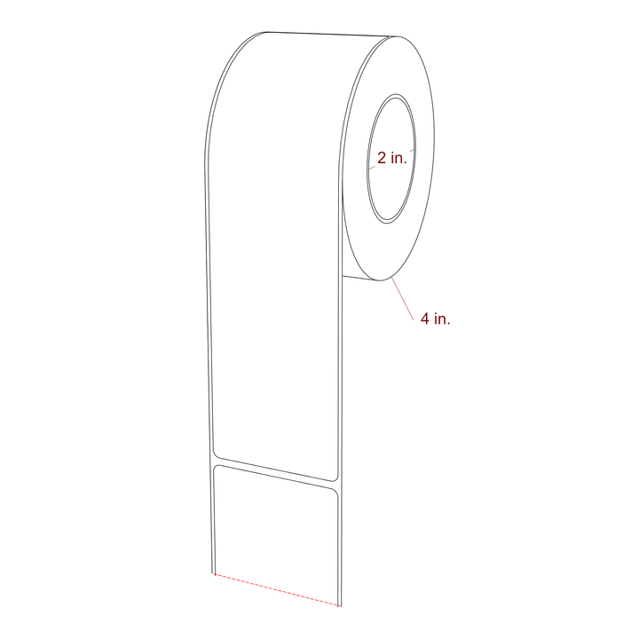 2.25 Inch x 8 Inch Rectangle Inkjet Label Roll - 2 Inch Core - 4 Inch Roll OD - 3D Perspective