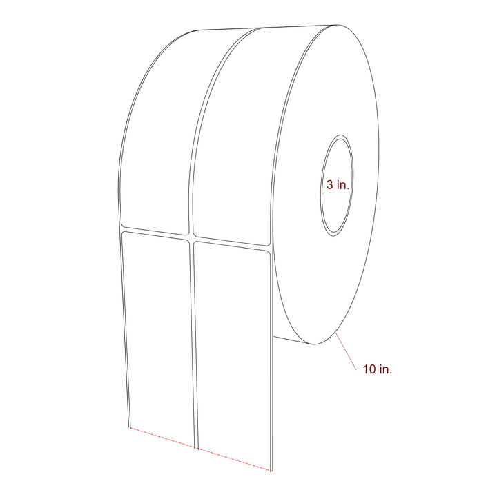 2.25 Inch x 8 Inch Rectangle Inkjet Label Roll - 3 Inch Core - 10 Inch Roll OD - 2Up - 3D Perspective
