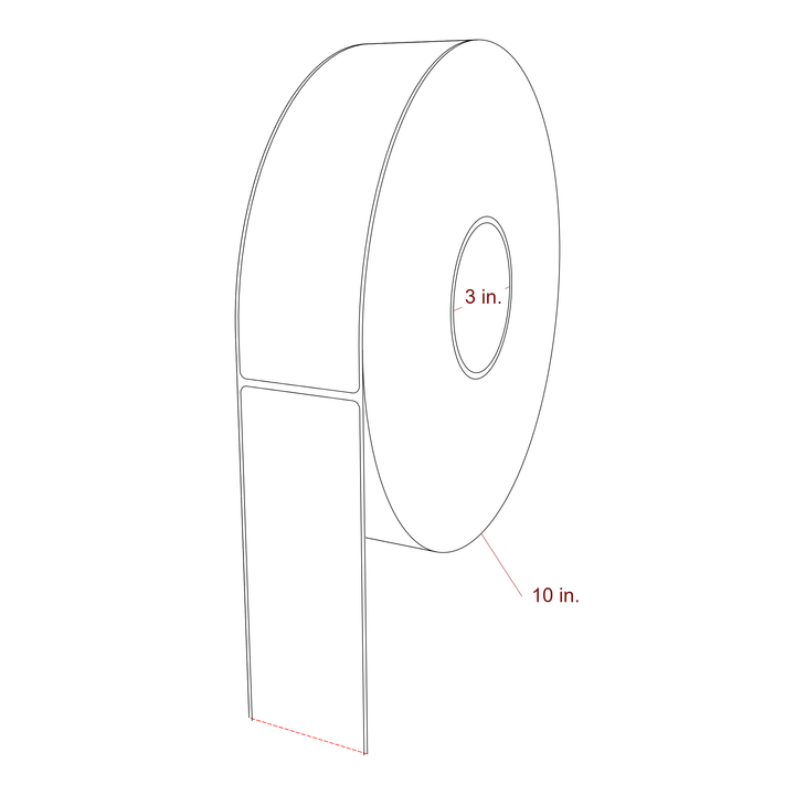 2.25 Inch x 8 Inch Rectangle Inkjet Label Roll - 3 Inch Core - 10 Inch Roll OD - 3D Perspective