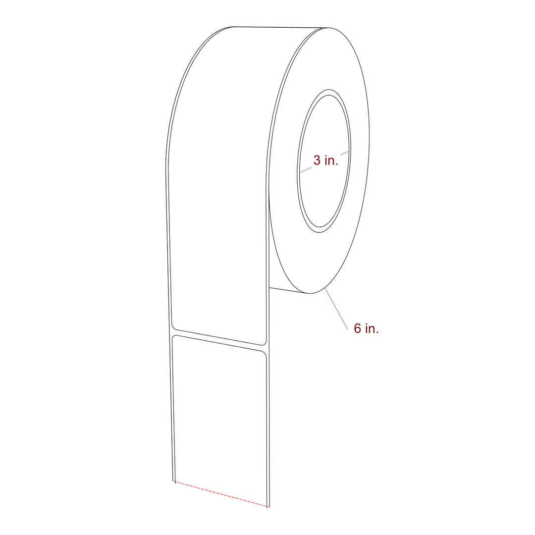 2.25 Inch x 8 Inch Rectangle Inkjet Label Roll - 3 Inch Core - 6 Inch Roll OD - 3D Perspective