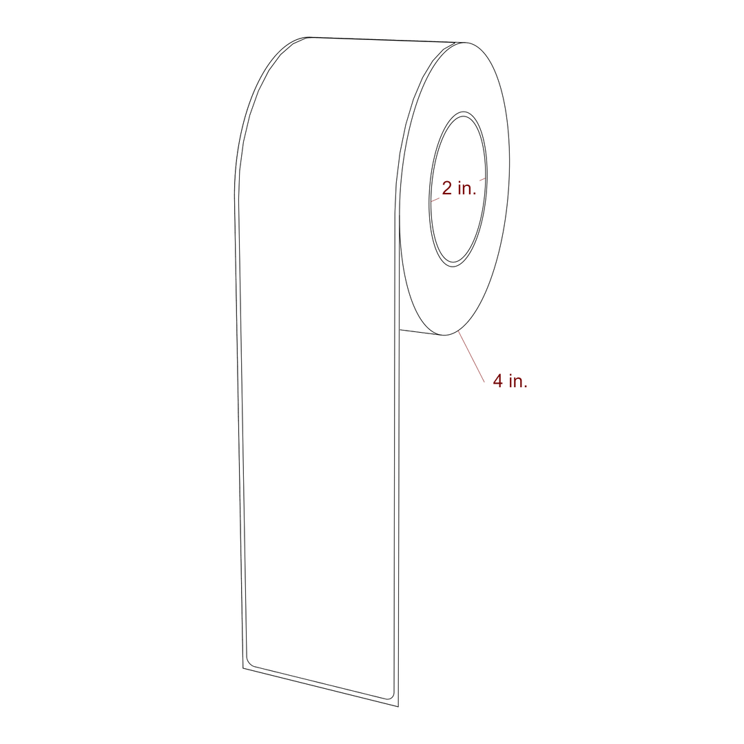 2.25 Inch x 9.75 Inch Rectangle Inkjet Label Roll - 2 Inch Core - 4 Inch Roll OD - 3D Perspective