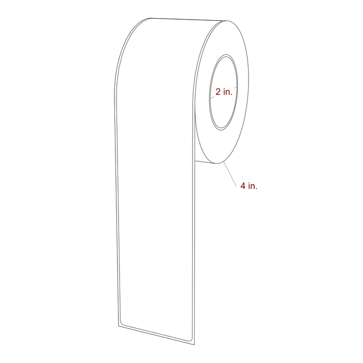 2.25 Inch x 9.75 Inch Rectangle Inkjet Label Roll - 2 Inch Core - 4 Inch Roll OD - 3D Perspective