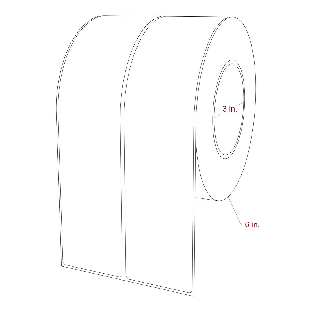 2.25 Inch x 9.75 Inch Rectangle Inkjet Label Roll - 3 Inch Core - 6 Inch Roll OD - 2Up - 3D Perspective