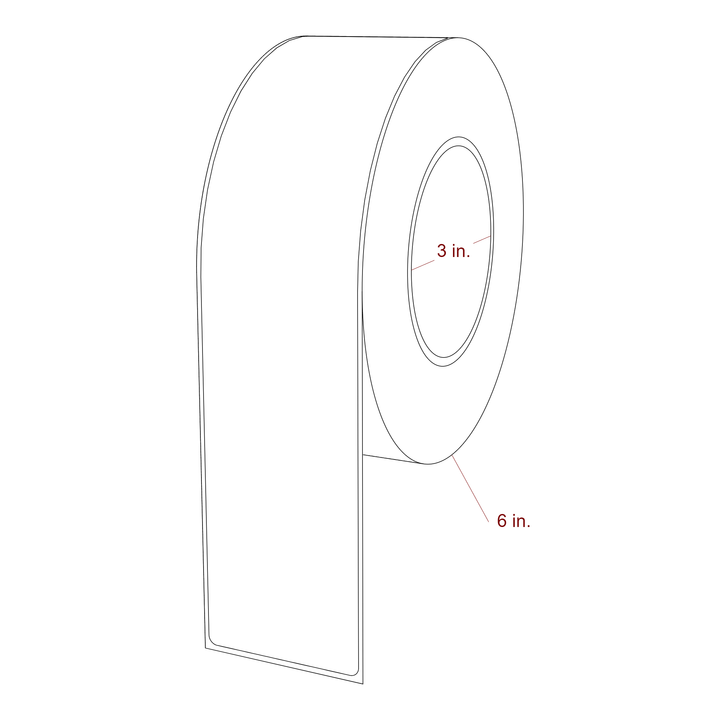 2.25 Inch x 9.75 Inch Rectangle Inkjet Label Roll - 3 Inch Core - 6 Inch Roll OD - 3D Perspective