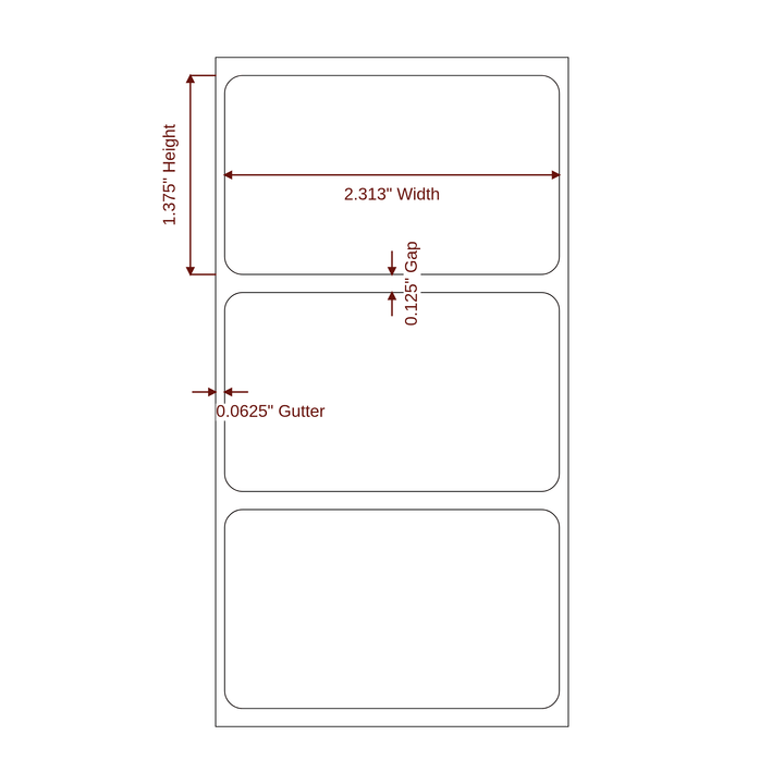 2.313" x 1.375" Rectangle Roll for Epson ColorWorks, VIPColor & Primera Printers; 2.313" x 1.375" Rectangle Label Diagram