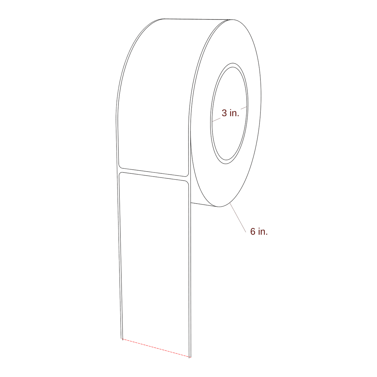 2.313" x 6" Rectangle Roll for Epson ColorWorks, VIPColor & Primera Printers; 2.313" x 6" Rectangle Label Diagram