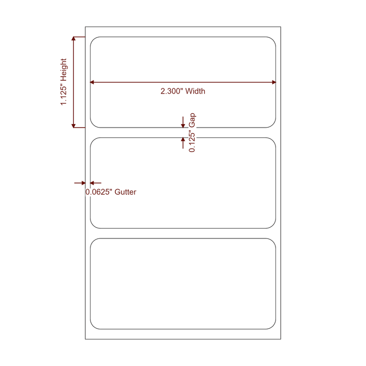 2.3" x 1.125" Rectangle Roll for Epson ColorWorks, VIPColor & Primera Printers; 2.3" x 1.125" Rectangle Label Diagram
