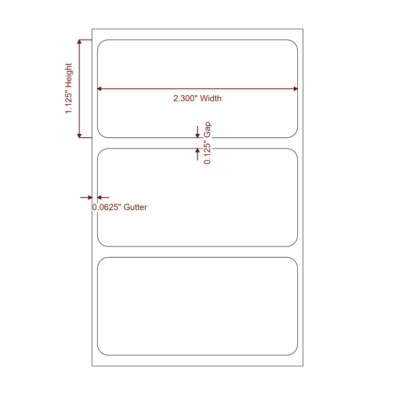 2.3" x 1.125" Inkjet Label Rolls | Fits Epson ColorWorks, VIPColor & Primera - Label Diagram