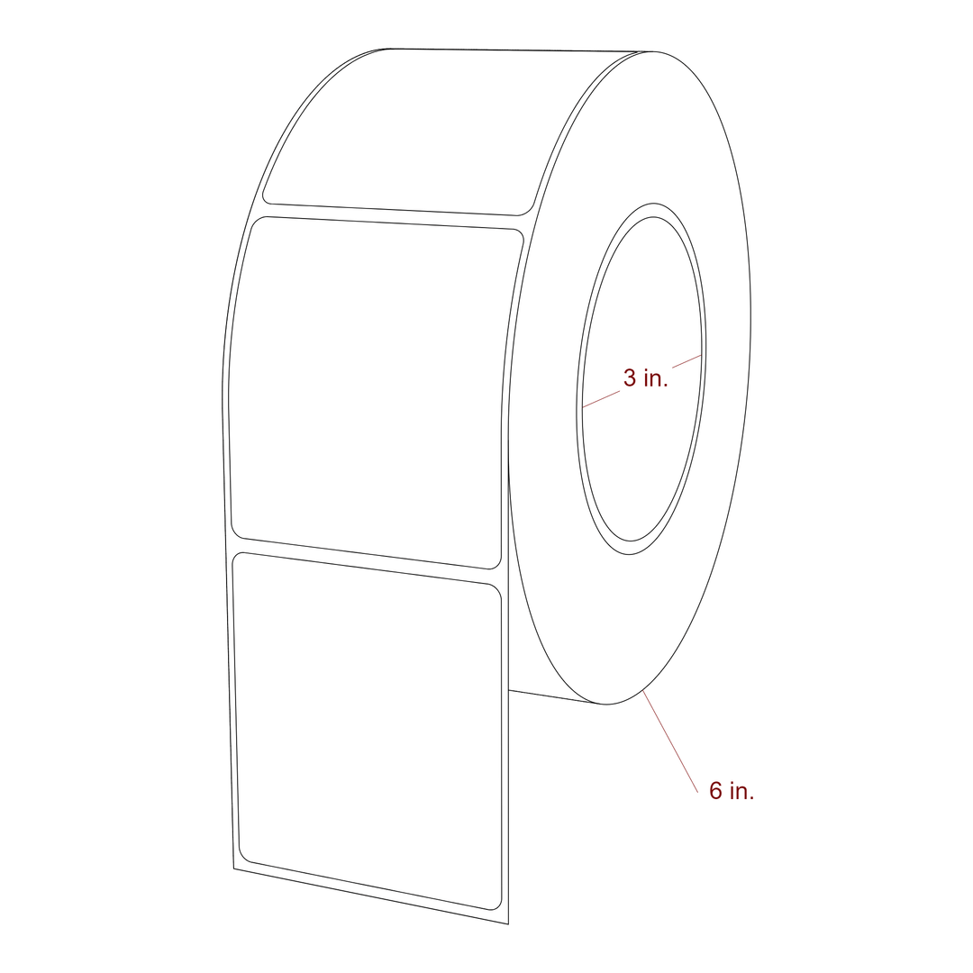 2.563 Inch x 2.8125 Inch Rectangle Inkjet Label Roll - 3 Inch Core - 6 Inch Roll OD - 3D Perspective