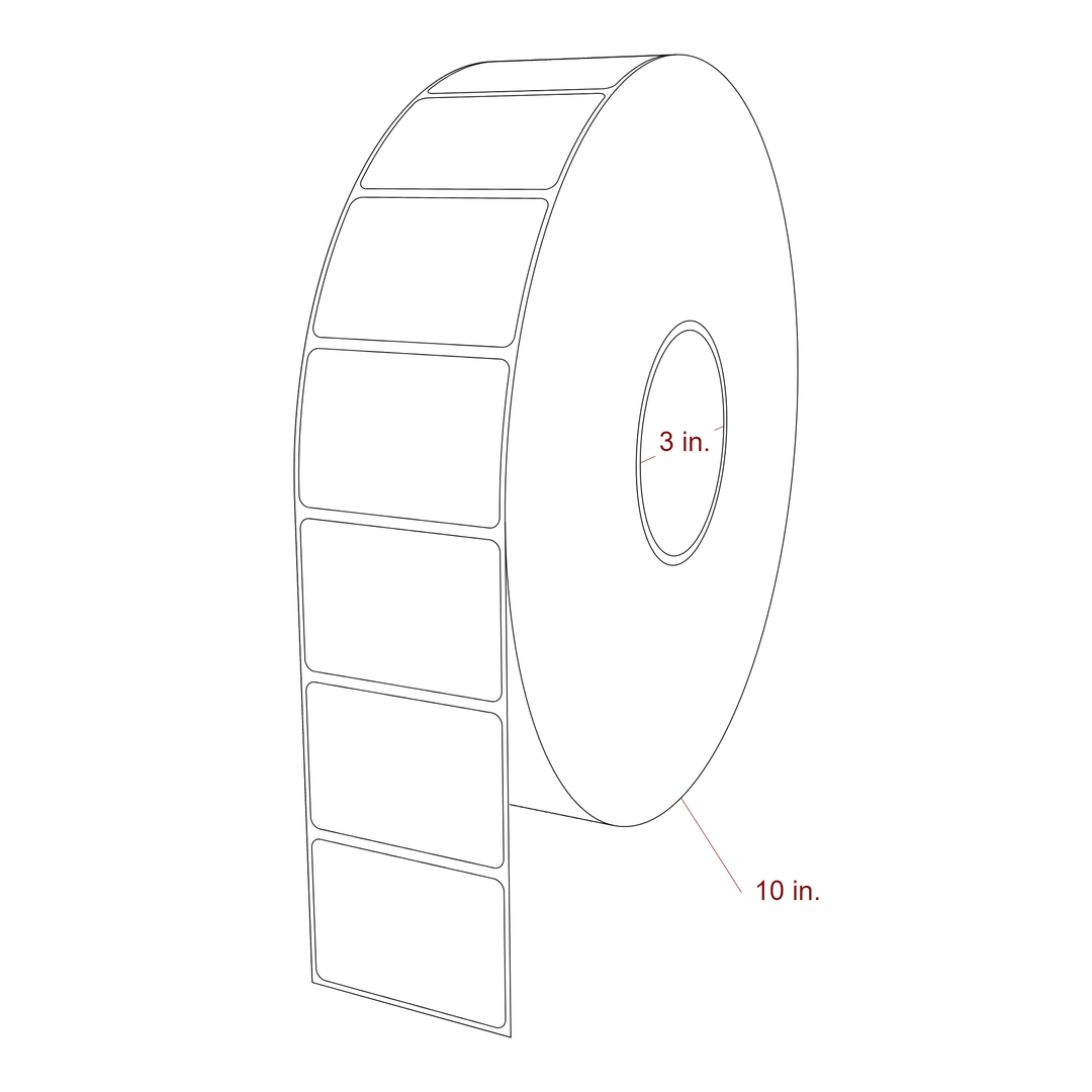 2.5 Inch x 1.75 Inch Rectangle Inkjet Label Roll - 3 Inch Core - 10 Inch Roll OD - 3D Perspective