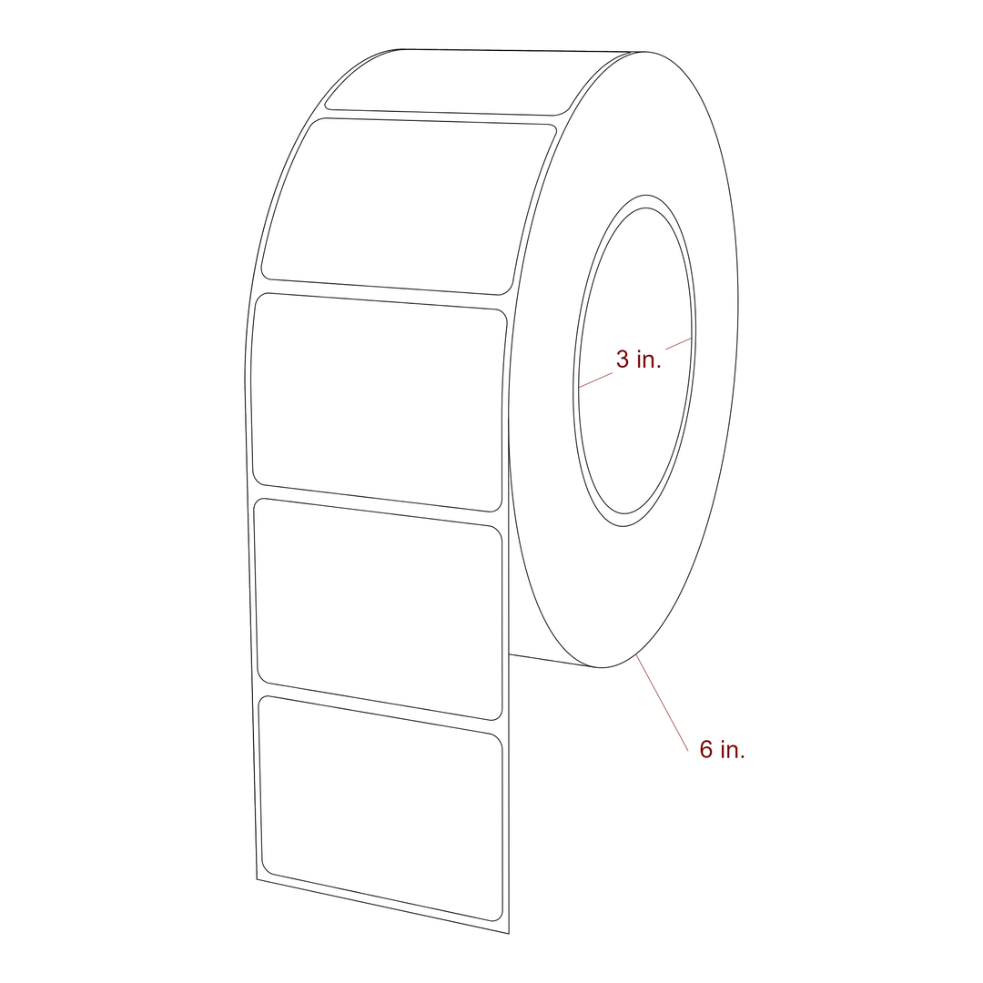 2.5 Inch x 1.75 Inch Rectangle Inkjet Label Roll - 3 Inch Core - 6 Inch Roll OD - 3D Perspective