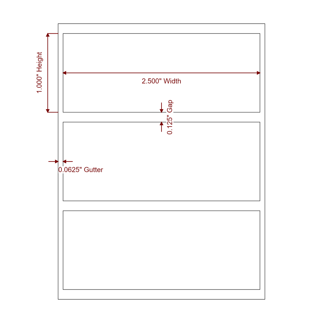 2.5" x 1" Rectangle Roll for Epson ColorWorks & VIPColor Printers; 2.5" x 1" Rectangle Label Diagram