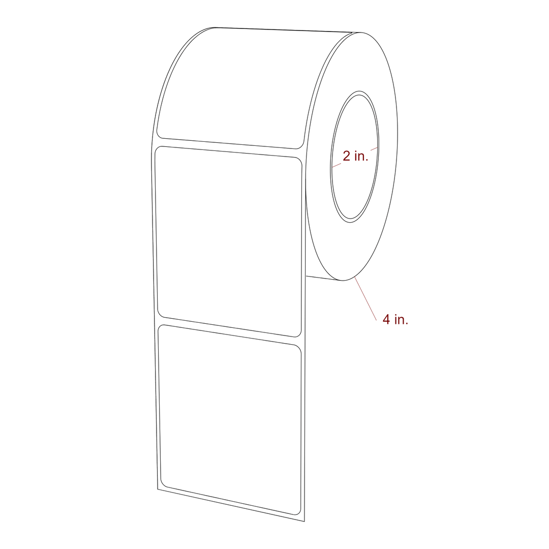 2.5 Inch x 2.75 Inch Rectangle Inkjet Label Roll - 2 Inch Core - 4 Inch Roll OD - 3D Perspective