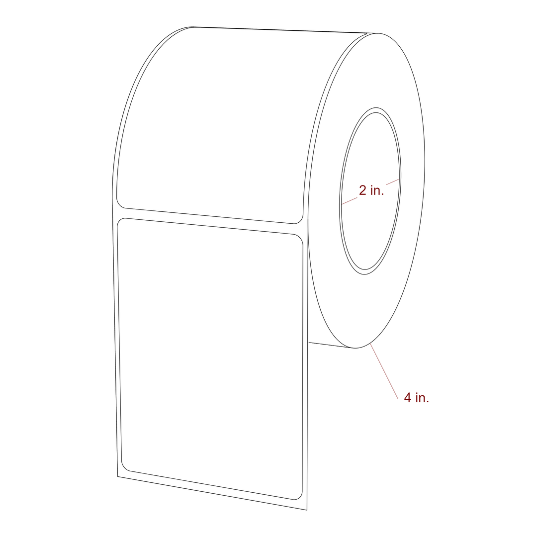2.5 Inch x 3.25 Inch Rectangle Inkjet Label Roll - 2 Inch Core - 4 Inch Roll OD - 3D Perspective