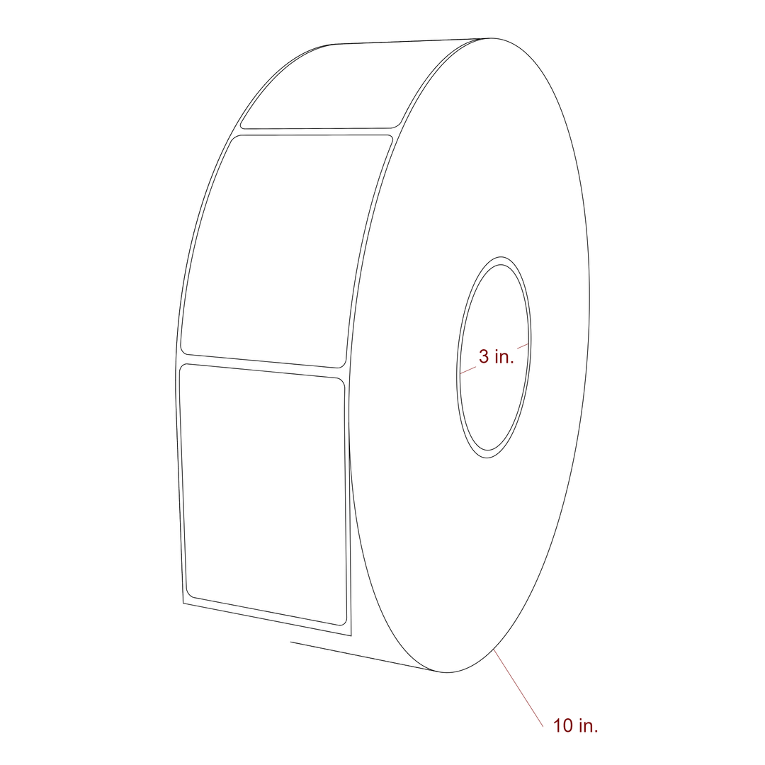 2.5 Inch x 3.25 Inch Rectangle Inkjet Label Roll - 3 Inch Core - 10 Inch Roll OD - 3D Perspective