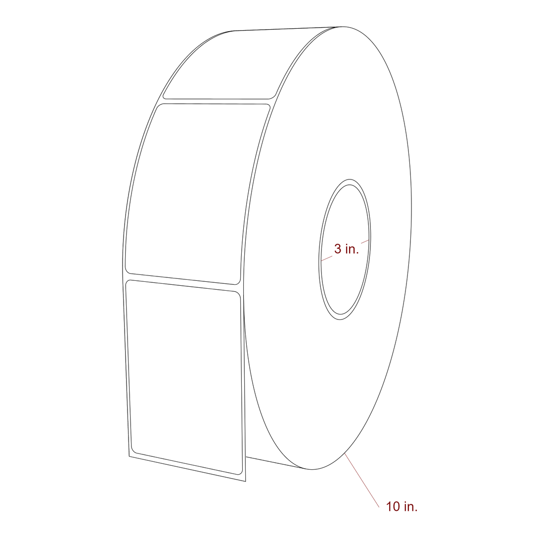 2.5 Inch x 3.5 Inch Rectangle Inkjet Label Roll - 3 Inch Core - 10 Inch Roll OD - 3D Perspective