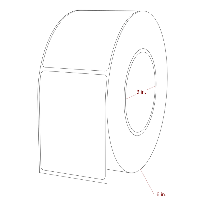 2.5 Inch x 3.5 Inch Rectangle Inkjet Label Roll - 3 Inch Core - 6 Inch Roll OD - 3D Perspective