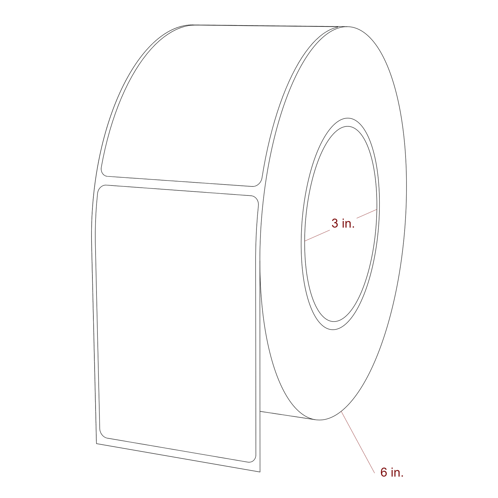 2.5" x 3.6875" Rectangle Roll for Epson ColorWorks, VIPColor & Primera Printers; 2.5" x 3.6875" Rectangle Label Diagram