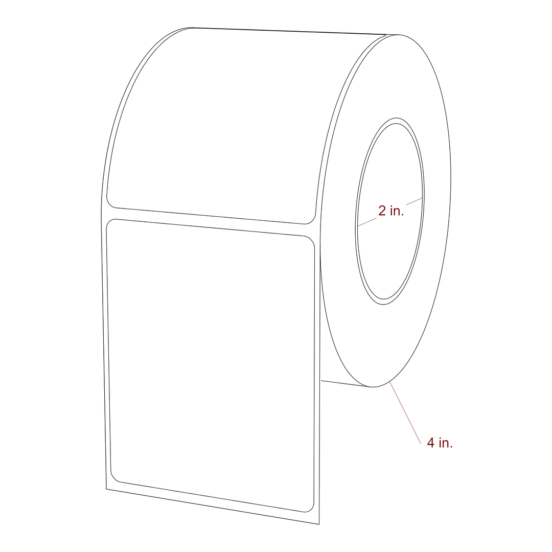 2.5 Inch x 3 Inch Rectangle Inkjet Label Roll - 2 Inch Core - 4 Inch Roll OD - 3D Perspective