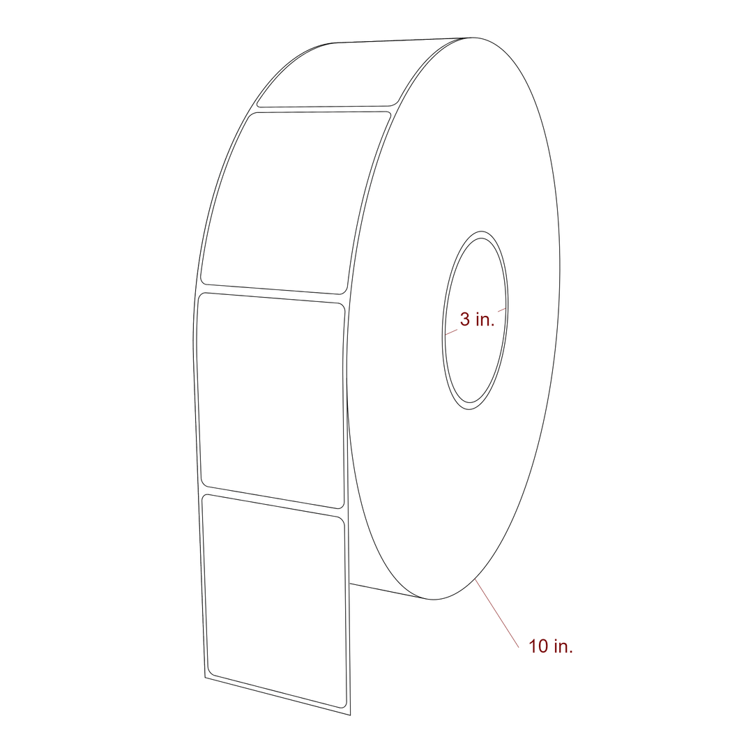 2.5 Inch x 3 Inch Rectangle Inkjet Label Roll - 3 Inch Core - 10 Inch Roll OD - 3D Perspective
