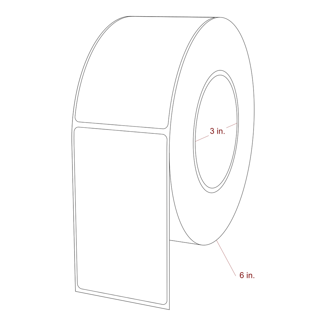 2.5 Inch x 4.125 Inch Rectangle Inkjet Label Roll - 3 Inch Core - 6 Inch Roll OD - 3D Perspective