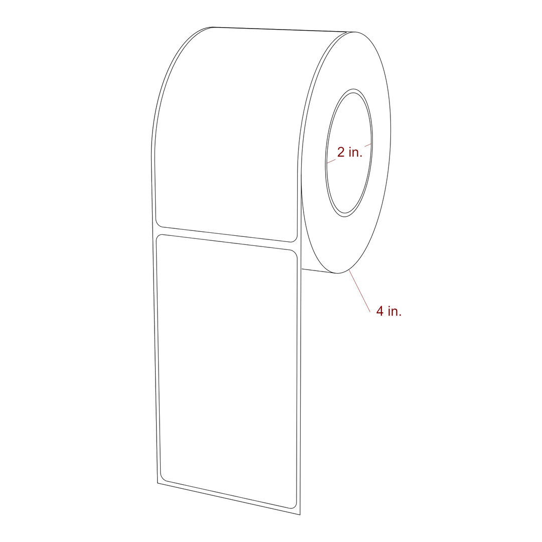 2.5 Inch x 4.25 Inch Rectangle Inkjet Label Roll - 2 Inch Core - 4 Inch Roll OD - 3D Perspective