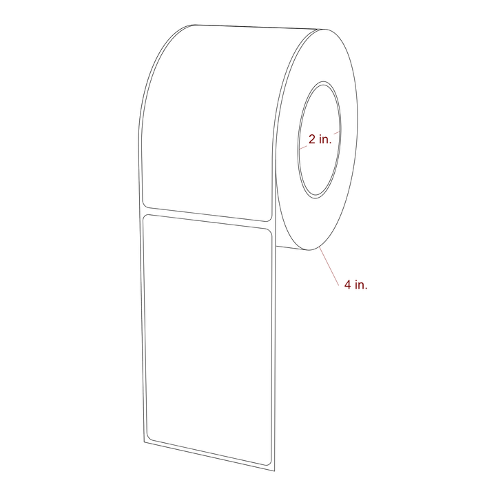 2.5 Inch x 4.25 Inch Rectangle Inkjet Label Roll - 2 Inch Core - 4 Inch Roll OD - 3D Perspective