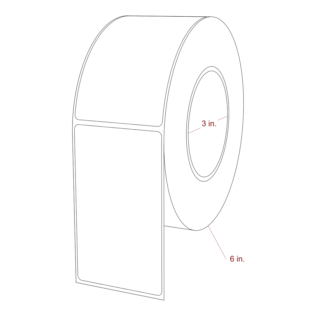 2.5 Inch x 4.25 Inch Rectangle Inkjet Label Roll - 3 Inch Core - 6 Inch Roll OD - 3D Perspective