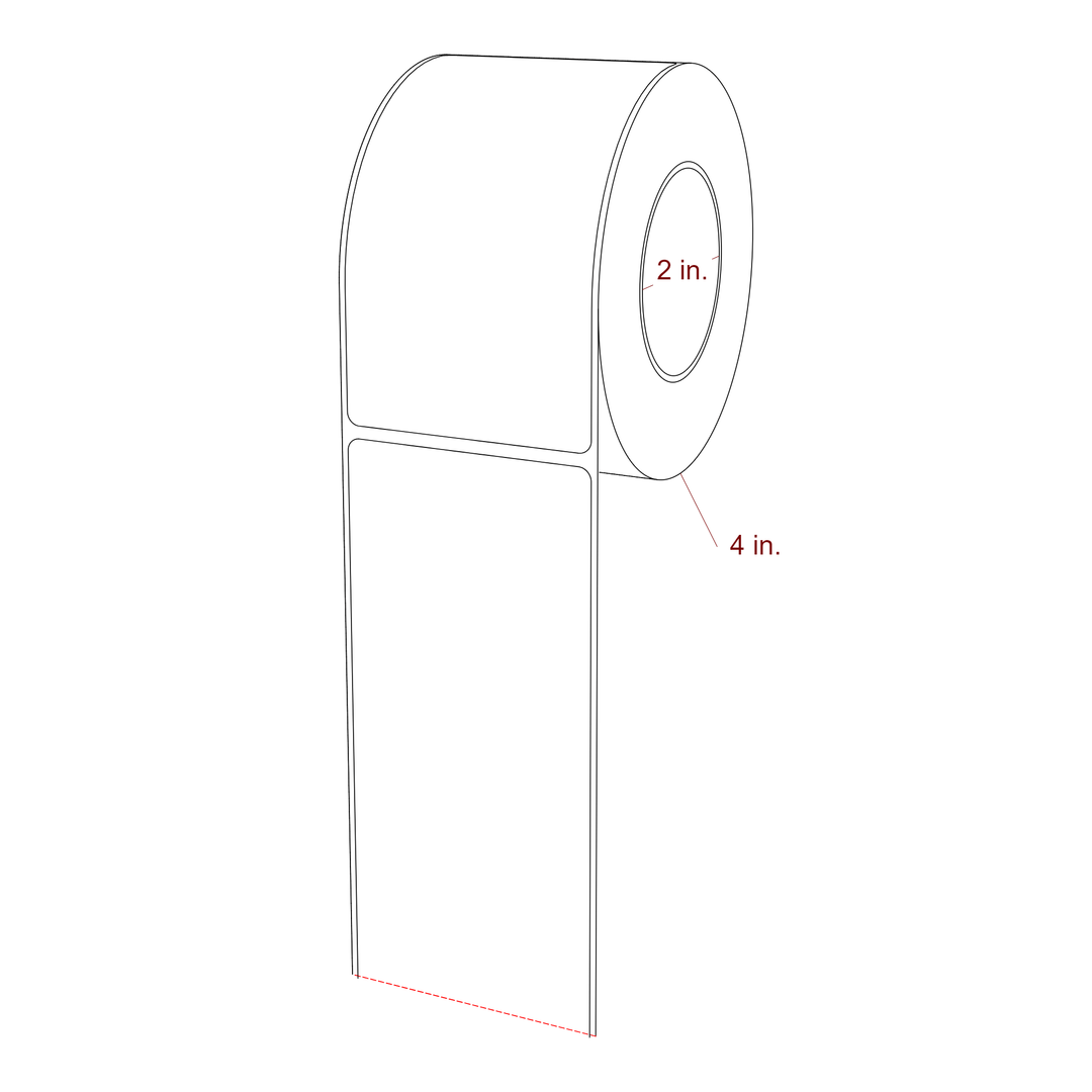 2.5 Inch x 4.5 Inch Rectangle Inkjet Label Roll - 2 Inch Core - 4 Inch Roll OD - 3D Perspective