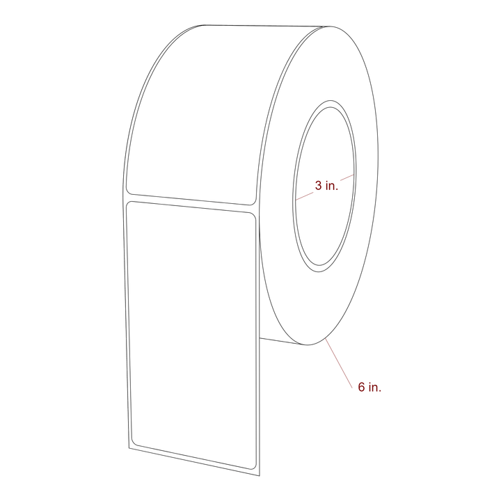 2.5 Inch x 4.5 Inch Rectangle Inkjet Label Roll - 3 Inch Core - 6 Inch Roll OD - 3D Perspective