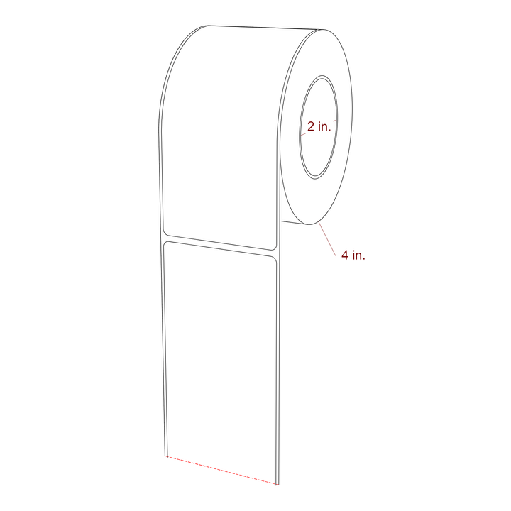 2.5 Inch x 5.25 Inch Rectangle Inkjet Label Roll - 2 Inch Core - 4 Inch Roll OD - 3D Perspective