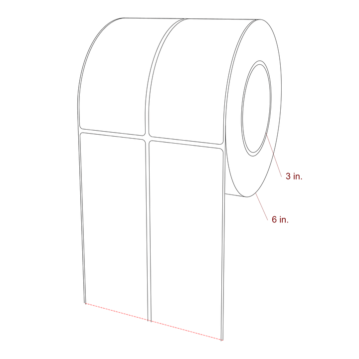 2.5 Inch x 5.25 Inch Rectangle Inkjet Label Roll - 3 Inch Core - 6 Inch Roll OD - 2Up - 3D Perspective