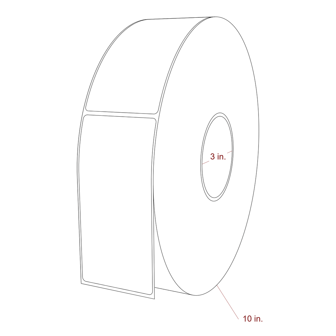 2.5 Inch x 5.25 Inch Rectangle Inkjet Label Roll - 3 Inch Core - 10 Inch Roll OD - 3D Perspective