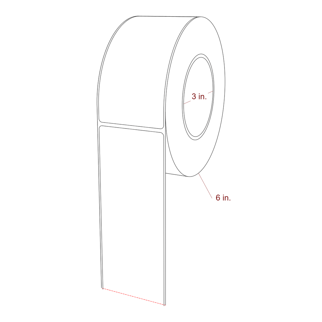2.5 Inch x 5.25 Inch Rectangle Inkjet Label Roll - 3 Inch Core - 6 Inch Roll OD - 3D Perspective