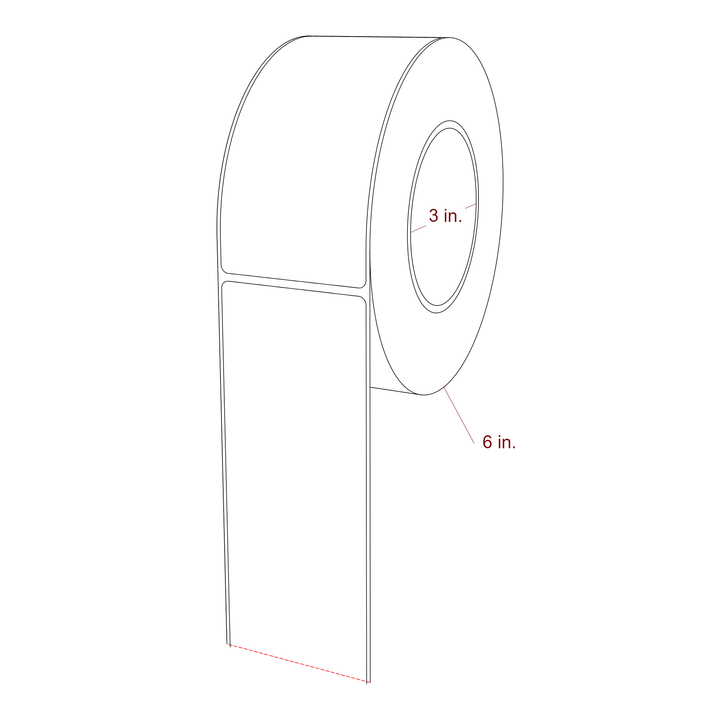 2.5 Inch x 5.25 Inch Rectangle Inkjet Label Roll - 3 Inch Core - 6 Inch Roll OD - 3D Perspective