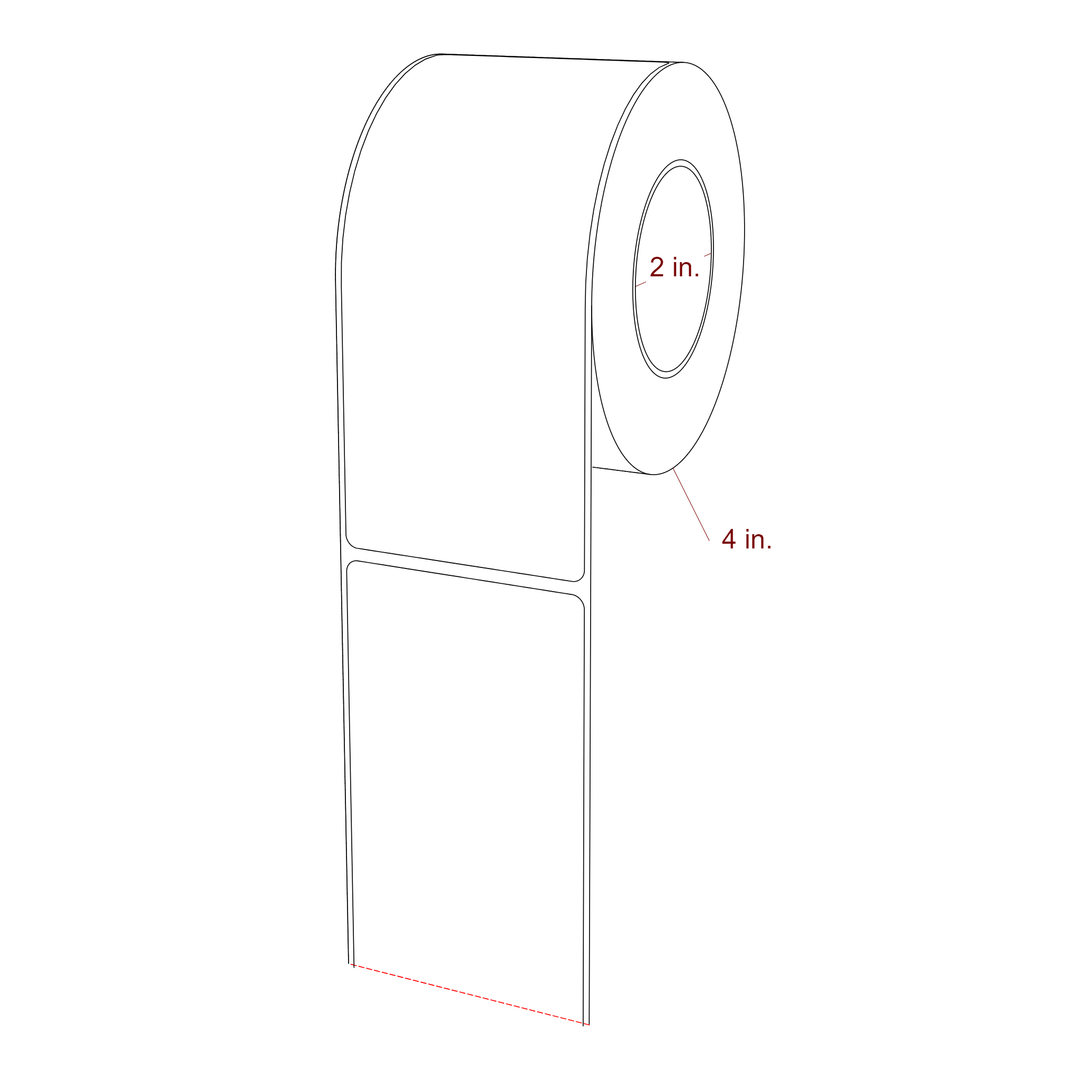 2.5 Inch x 5.75 Inch Rectangle Inkjet Label Roll - 2 Inch Core - 4 Inch Roll OD - 3D Perspective