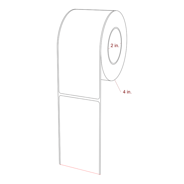 2.5 Inch x 5.75 Inch Rectangle Inkjet Label Roll - 2 Inch Core - 4 Inch Roll OD - 3D Perspective