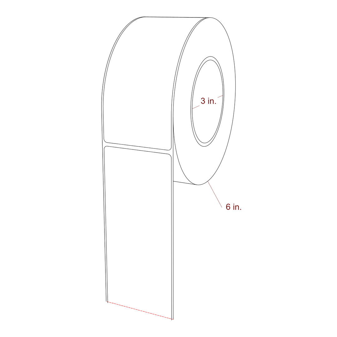 2.5 Inch x 5.75 Inch Rectangle Inkjet Label Roll - 3 Inch Core - 6 Inch Roll OD - 3D Perspective