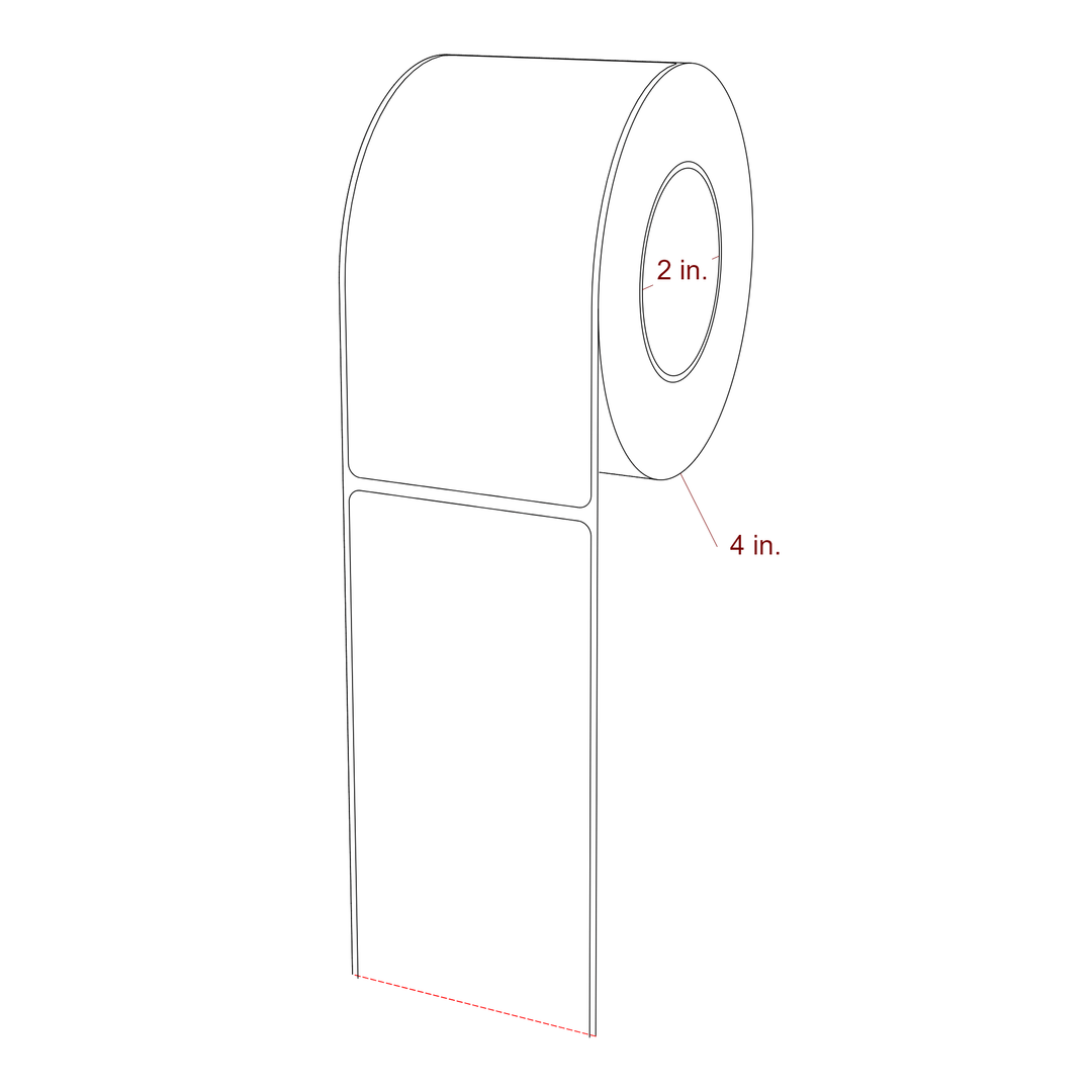 2.5 Inch x 5 Inch Rectangle Inkjet Label Roll - 2 Inch Core - 4 Inch Roll OD - 3D Perspective