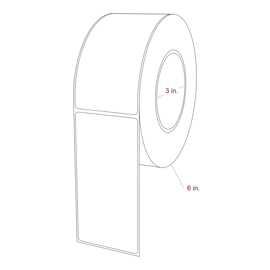 2.5 Inch x 5 Inch Rectangle Inkjet Label Roll - 3 Inch Core - 6 Inch Roll OD - 3D Perspective