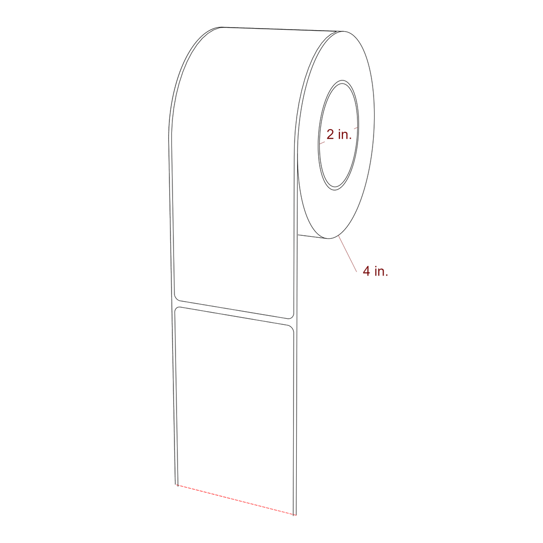 2.5 Inch x 6.25 Inch Rectangle Inkjet Label Roll - 2 Inch Core - 4 Inch Roll OD - 3D Perspective