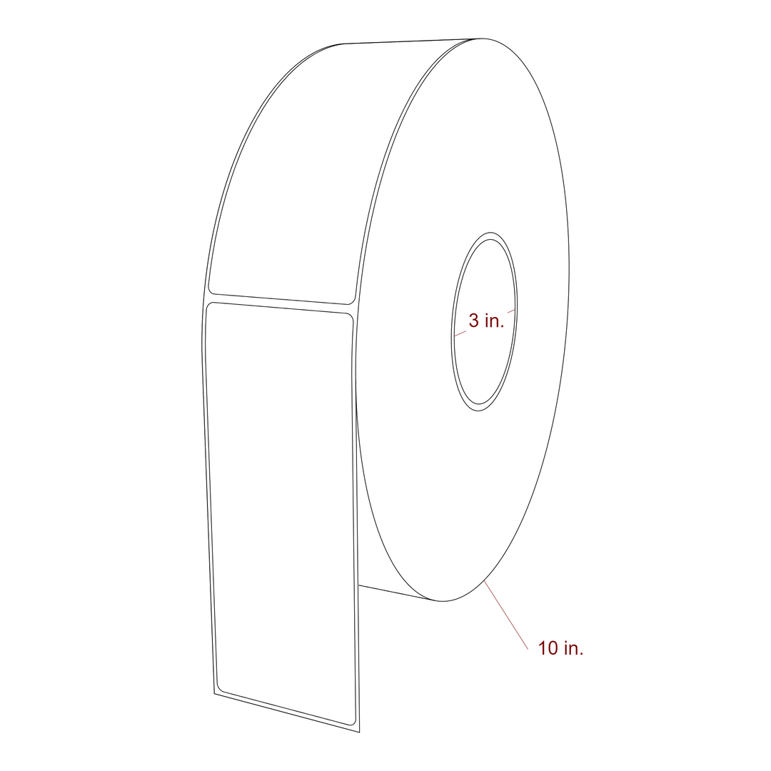 2.5 Inch x 6.25 Inch Rectangle Inkjet Label Roll - 3 Inch Core - 10 Inch Roll OD - 3D Perspective