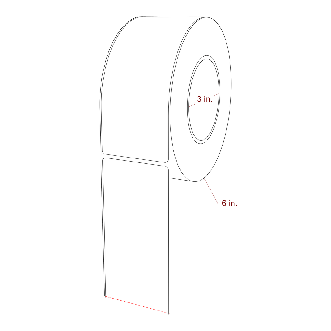 2.5 Inch x 6.25 Inch Rectangle Inkjet Label Roll - 3 Inch Core - 6 Inch Roll OD - 3D Perspective
