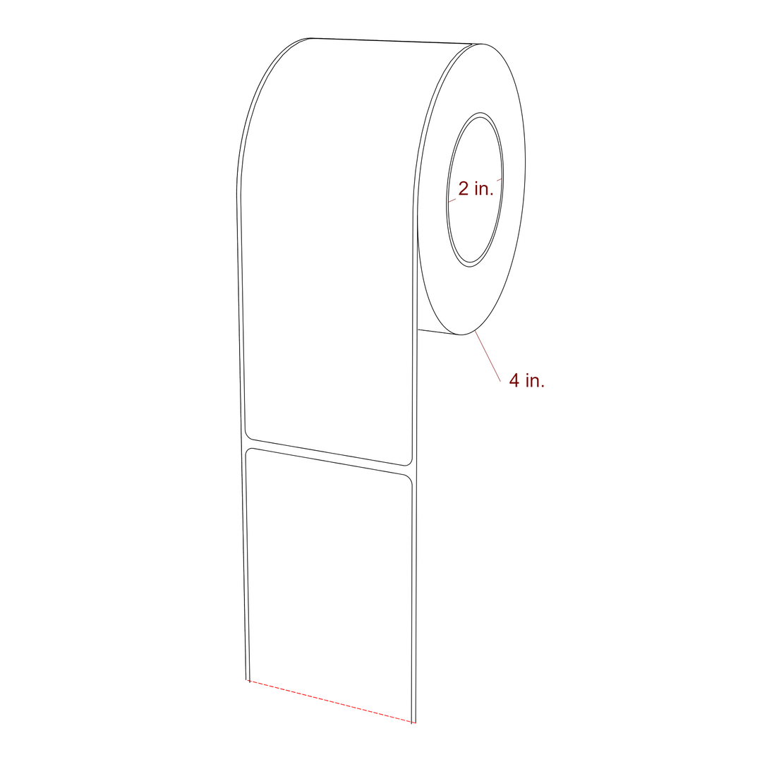 2.5 Inch x 6.5 Inch Rectangle Inkjet Label Roll - 2 Inch Core - 4 Inch Roll OD - 3D Perspective