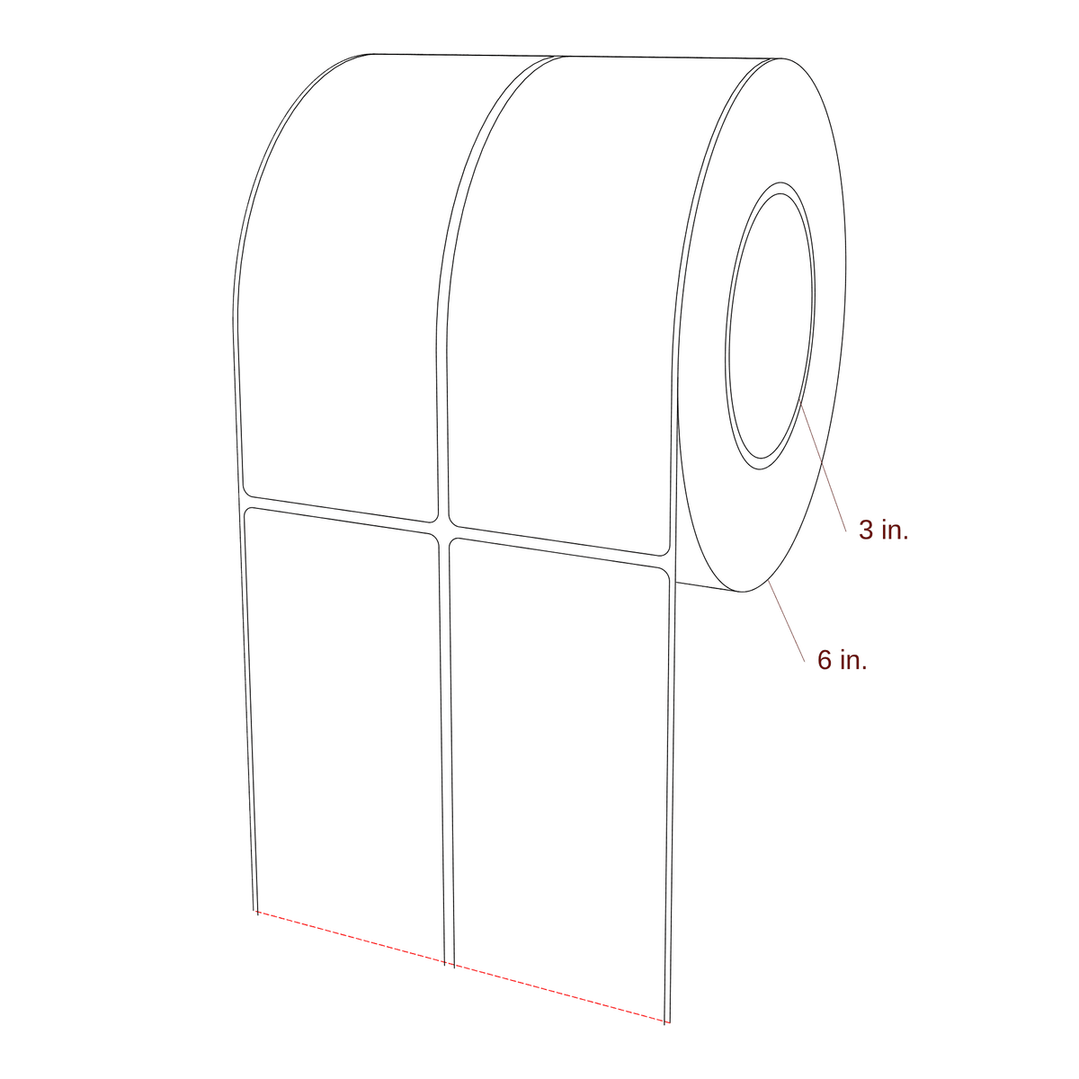 2.5" x 6.5" Rectangle Roll for Epson ColorWorks, VIPColor & Primera Printers; 2.5" x 6.5" Rectangle Label Diagram