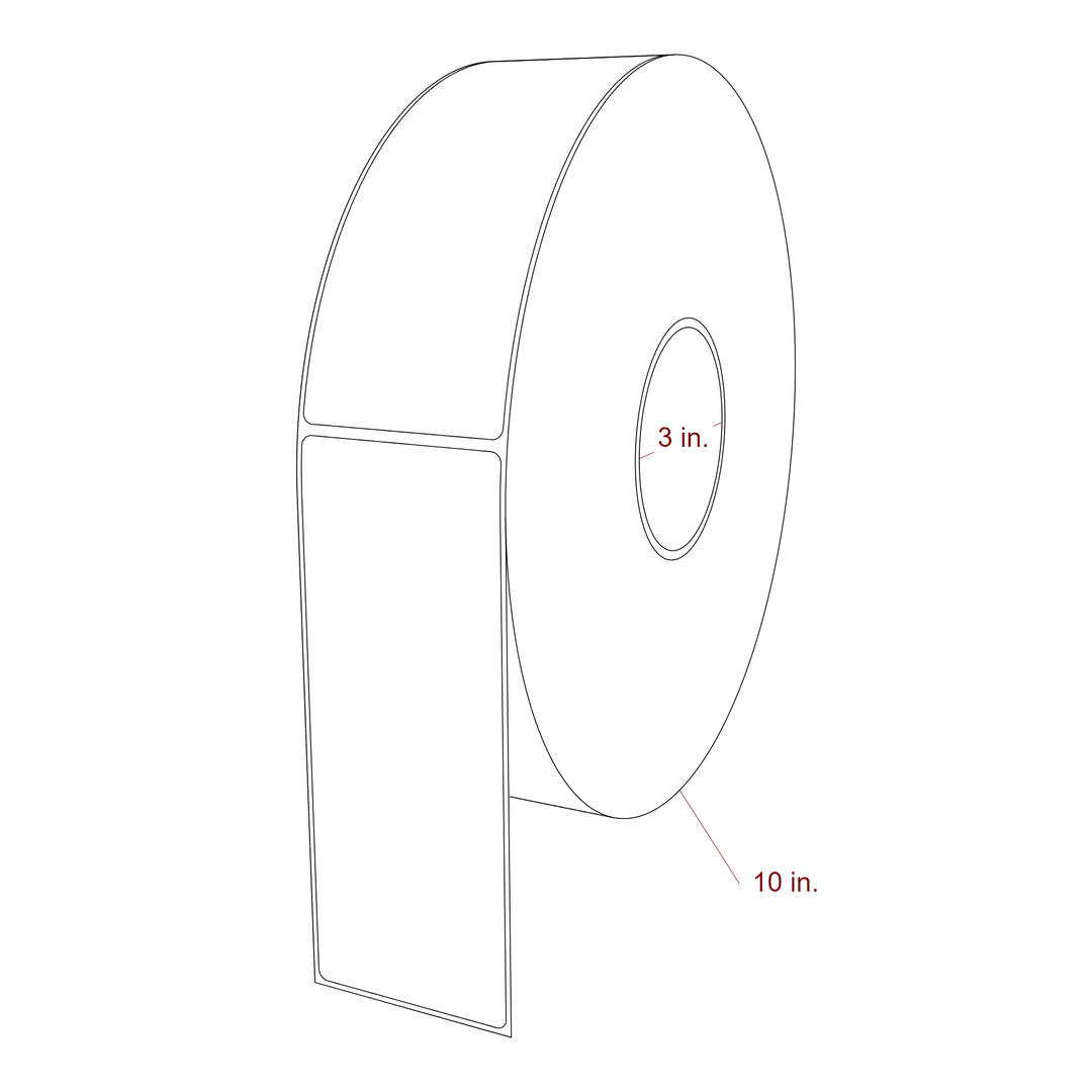 2.5 Inch x 6.5 Inch Rectangle Inkjet Label Roll - 3 Inch Core - 10 Inch Roll OD - 3D Perspective